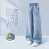 Pantalones para Niña 2026 Primavera y Otoño Estilo Nuevo Pantalones Largos para Niños Medianos y Grandes Pantalones Casuales de Pierna Ancha Jeans para Niñas Venta al por Mayor