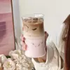Taza de café de bambú para agua estilo ins para chica, de aspecto bonito, para bebidas frías, leche, latte, taza de diseño