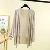 Cardigan Delgado de Manga Larga de Modal para Mujer Ropa de Protección Solar Chal de Color Sólido Chaqueta Irregular Ropa de Abrigo Camisa para Aire Acondicionado