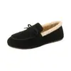 Nuevos Zapatos de Algodón Planos Cálidos Engrosados con Felpa, Estilo Retro, Talla Grande, para Mujer, sin Cordones, de Corte Bajo, para Conducir, Otoño/Invierno 2024