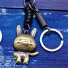 Nuevo Creativo Estilo Conejo de los 12 Zodíacos Hecho a Mano Retro Piel de Vaca Aleación de Bronce Antiguo Llavero Creativo Personalizado