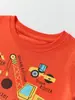 Camiseta de Manga Corta para Niños Transfronteriza con Estampado de Dibujos Animados de Excavadora para Primavera y Verano, Tops Estilo Europeo y Americano, Al por Mayor en Stock