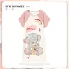Pijama Feminino Verão Manga Curta Fino Desenho Animado Pequeno Fresco Fofo Estilo Ins Solto Camisola Doce Estudante Roupas de Casa