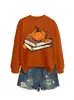 Amazon Wish sitio independiente moda elegante cómoda mujer calabaza hoja de arce estampado de dos libros cuello redondo manga larga sudadera