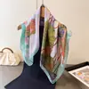 Bufanda Cuadrada Única con Estampado de Flor de Loto, Seda Sintética, Versátil y de Alta Gama, Pañuelo para el Cuello, Pañuelo para la Cabeza, Pañuelo de Seda, Bufanda