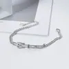 Nalan Pulsera de Cadena con Hebilla de Herradura Tachonada de Diamantes Estilo Coreano Tendencia Exquisita Gama Alta de Plata S925 para Uso Diario S8853