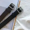 Cinturón Decorativo Retro Fino para Hombre y Mujer Versátil Simple Estilo Coreano Estudiante Casual Moda Hebilla Cuadrada