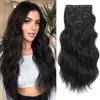Kit de Extensão de Cabelo Sintético com Presilha 6 Peças Exportação 13 Presilhas Peruca Longa Cacheada em Estoque Peruca Cacheada Aplique de Cabelo Ondulado