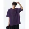 Camiseta de Manga Corta de Algodón Bordado con Seda de Hielo, Estilo Patchwork con Mangas Divididas, Tejido Pesado de 250g Lavado a la Arena, para Adolescentes con Acabado de Alta Gama