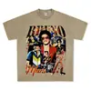 Camiseta Estampada Retro Americana de Bruno Mars Manga Corta Cuello Redondo Sudadera con Capucha Algodón 250g