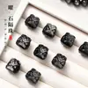 Venta al por mayor al por menor Obsidiana Plateada Natural Estilo Chino Cabeza de León Despertando Talla Accesorios para Joyería Hechos a Mano DIY Venta Directa de Fábrica