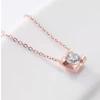 Explosiones en vivo Moda japonesa y coreana collar de un diamante de cuatro garras Cadena para la clavícula de titanio y acero con diamante flash de lujo ligero para mujer 18k que no se decolora
