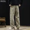 "Veludo Cotelê" Estilo Old Money Calças Casuais Retas Masculinas Outono Inverno Novo Soltas Algodão Puro Peso Pesado Lavadas Tamanho Plus Calças Longas