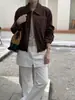Foto real: Jaqueta solta estilosa de camurça estilo coreano para mulheres, top solto vintage de outono e inverno, ins