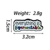Broche Geométrico Criativo Fundo Preto Texto Branco Personalidade Esmalte Liga Combinado de Insígnia com Frase em Inglês Acessório de Fixação para Roupas