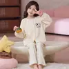 Pijama infantil de algodão nuvem com mangas compridas, estilo outono e primavera, estilo princesa para meninas, roupa de casa fofa de desenho animado para meninas mais velhas