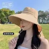 2026 Novo Xale Feminino de Verão Versátil com Aba Larga Chapéu de Proteção Solar Chapéu de Sol Proteção do Pescoço Proteção UV Guarda-sol
