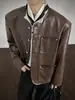 Chaqueta de Piel Sintética con Patrón de Cocodrilo para Hombre Tallas Grandes Holgada Marca de Moda Corte Tridimensional Botón de Perla Chaqueta Corta Sin Cuello
