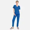 Conjunto de Uniforme para Dentista e Enfermeiro, Manga Curta com Decote em V, Durável, Lavável, Alta Elasticidade, Roupa de Trabalho Confortável, Fácil de Limpar e Resistente ao Desgaste