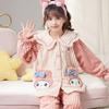 Pijama Infantil Cartoon Cachorro Canela Coral Fleece Outono Inverno 2025 para Meninas Novo Conjunto Espesso de Lã para Casa