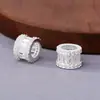 Contas cilíndricas de zircônia em prata s925 com incrustação de diamante, conta tipo roda com furo grande, conta de cintura fina, acessório para miçangas DIY 10mm