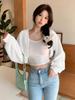 Amazon Solid Color Hot Lazy Chic Francês Nicho Elegante Suéter de Malha Macio Ceroso Casual Simples Cardigan All-match