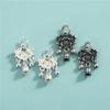 Pingente Pequena Flor em Prata de Lei S925 com Contas Redondas Pingente Flor Tulipa Acessórios para Pingente de Pulseira e Colar DIY de Cristal