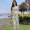 Biquíni Três Peças Estilo Tailandês para Mulheres, Vestido de Praia de Cintura Alta para Fontes Termais, Férias e Litoral