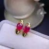 Brincos de Rubi Recém-Cortados, Cristal de Rubi Fino, Pedra Principal Super Limpa 6*8mm Prata 925 Cravação de Precisão