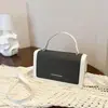 Bolso de mano patchwork bicolor, bolso de hombro con estampado de letras simple, estilo de lujo ligero, mini bolso cruzado versátil para el día a día