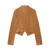 Venta al por mayor transfronteriza 2026 Moda europea y americana casual chaqueta de botones con textura de gamuza y detalle de bolsillo para mujer E5260658