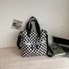 Nova Bolsa de Ombro Feminina Shuai Mijia, Bolsa Transversal Elegante e Moderna de Grande Capacidade, Bolsa Tote Casual Leve Xadrez
