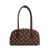 Bolsa Boston de bolinhas estilo coreano para mulheres, bolsa de ombro fresca e simples, bolsa de ombro versátil e fashion para o dia a dia vintage