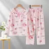 2026 Pijama Nuevo de Algodón Nube Manga Larga para Niños Primavera y Otoño Estilo Delgado Estilo Princesa Dulce Estilo Otoño Ropa de Casa para Niñas