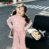 Conjunto de Pijama e Calça de Manga Longa para Bebê Outono Roupas de Casa Meninas Doce Fresco Fofo Roupa Casual Calça Flare Conjunto de Duas Peças