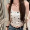 Camiseta Regular de Manga Curta com Ombro Normal Estilo Americano para Mulheres, Novo Estilo Verão 2026, Regata Camisola Quente Slim-Fit Versátil Sem Mangas