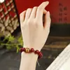 Buena Suerte en el Año del Caballo, Pulsera Roja de Sándalo de Año Nuevo, Pulsera Morada Dorada con Forma de Corazón y Caballo Pequeño, Pulsera de Ágata Roja para Niñas