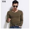 Camiseta Básica de Manga Larga para Hombre de Color Sólido, Estilo Ins, Corte Ajustado, Simple y Versátil, Top Talla Grande
