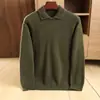 Outono e Inverno 2026 Novo Tricô de Lã Masculino Clássico Versátil Tamanho Grande Gola Polo Suéter Masculino Malha 7 Fios