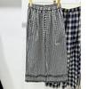 Pantalones Casuales de Cuadros con Volantes de Cintura Alta Estilo Coreano para Mujer, Nuevo Verano 2026 Cintura Elástica Adelgazantes Rectos de Pierna Ancha