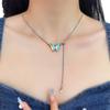 Collar de Cadena Fina Deslizante con Mariposa de Pedrería Láser Moderna y Genial para Mujer, Diseño Nicho de Lujo, Elegante Cadena para Clavícula
