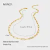 Conjunto de Pulsera y Collar Apilables de Cadena Cruzada de Acero Inoxidable Transfronterizo, Chapado en Oro de 18 Quilates, Resistente al Agua, Conjunto de Joyería de Cadena Lisa de Nicho para Mujeres