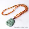 Cadena colgante de cuentas de ágata roja natural, cordón tejido, cadena de suéter de cuentas redondas, collar de jade para hombres y mujeres, venta al por mayor directa