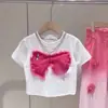 Conjunto de Verão para Meninas 2025 Popular Jeans Rasgado de Manga Curta Infantil Conjunto de Duas Peças para Crianças Maiores e Meninas Roupas de Verão Modernas