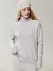 Suéter 100% Cachemir para Mujer Cuello Medio Alto Manga Larga Capa Base Tejido Holgado Perezoso Engrosado Moda Suéter de Lujo Ligero