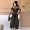 Conjunto de Suéter Rayado para Niñas Atuendo de Otoño 2026 Nuevo Estilo Coreano Cárdigan para Niños Mayores Pantalones Casuales de Pierna Ancha para Primavera y Otoño