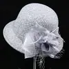 Chapéu de Lã com Flor de Pena Novo Outono e Inverno Feminino Britânico Vintage Casual Chapéu de Pescador Moda Malha Pequena Aba Chapéu Bacia