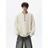 Sudadera ins talla grande para hombre camiseta de manga larga holgada espiga de trigo otoño costura talla bloqueo de color oversize Henley cuello de marca moderno raya