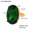 Transfronteiriço Europa e Estados Unidos oval pegajoso broca grande anel de vidro titânio banhado a aço 18K anel de ouro real retro luz de luxo mão jóias