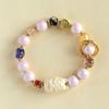 [Transferencia de Suerte] Zorro de Nueve Colas Porcelana en Polvo Cinco Colores Hoja de Oro Anillo de Oro Pulsera de Cristal Esmalte Pulsera Flor de Durazno